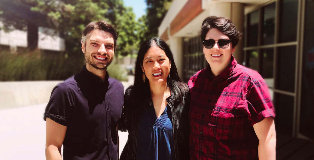 (left to right) FP Editor Joshua Roark, AULA MFA Director Victoria Chang, Antioch-Frontier Fellow Cassie Garison